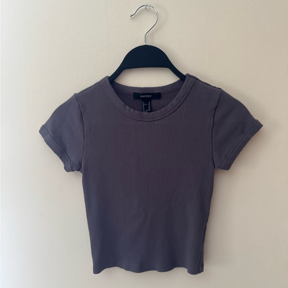Forever 21 Slate Ribbed Crop Top